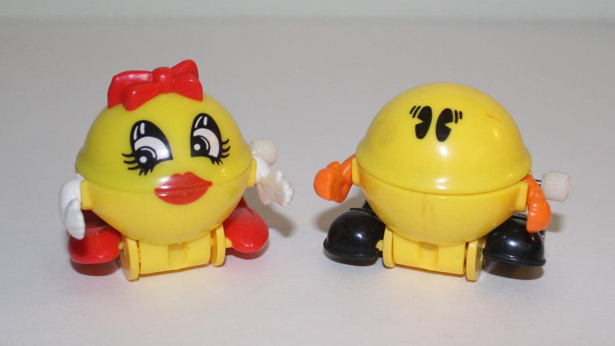 Ms. Pac-Man and Pac Man Wind Up Figures Tomy 1982