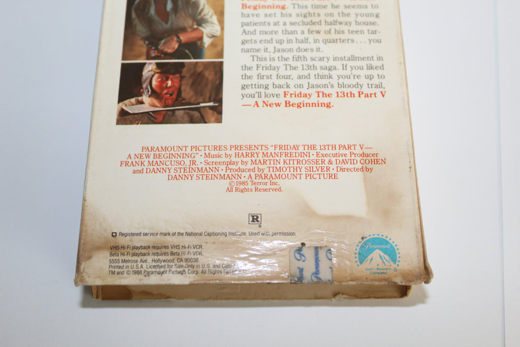 Friday the 13th A New Beginning VHS Horror 1986