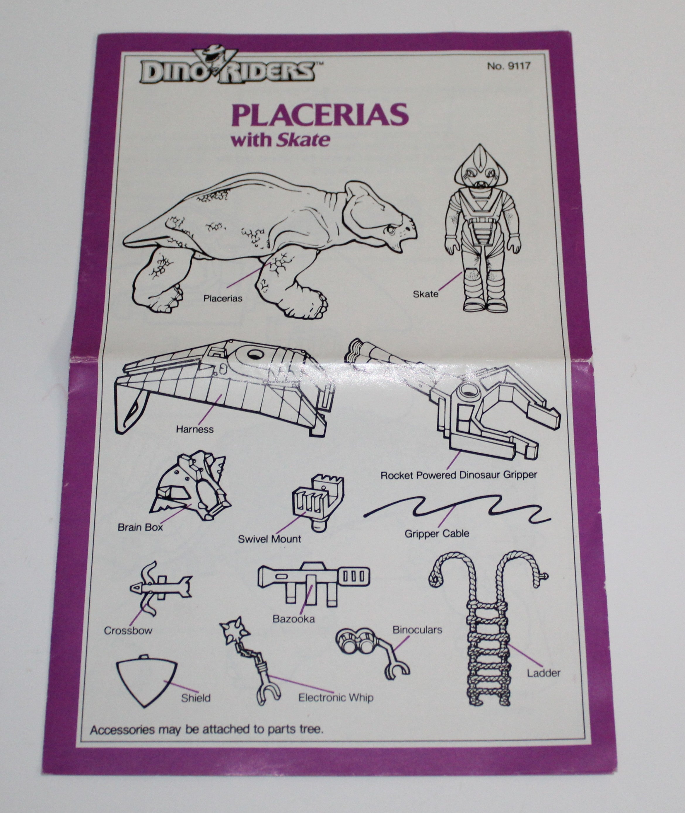 Dino Riders Placerias Instruction Sheet Tyco 1988