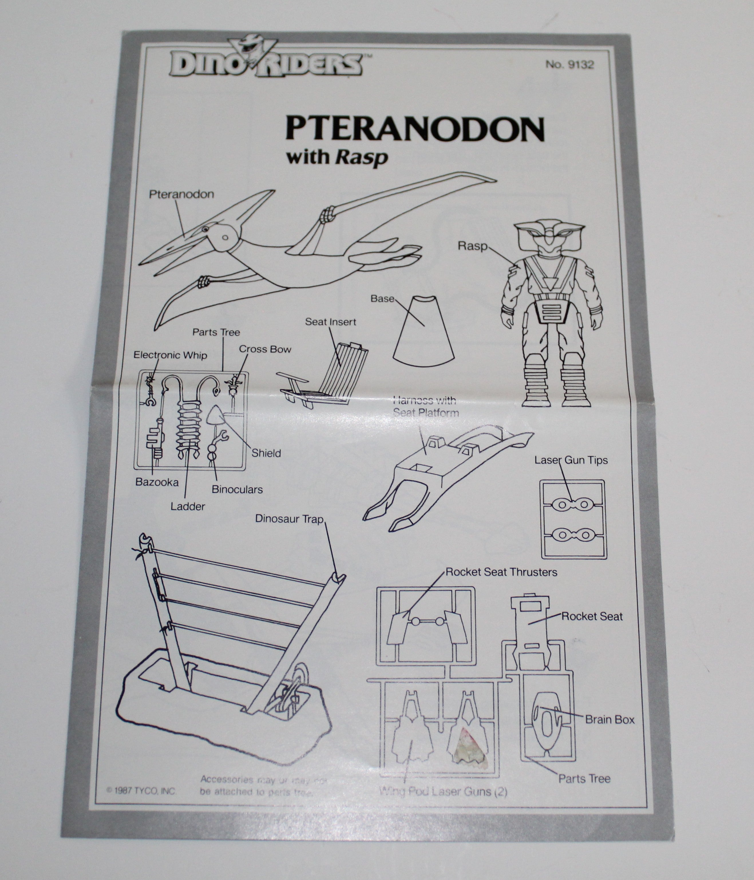 Dino Riders Pterandon Instruction Sheet Tyco 1987