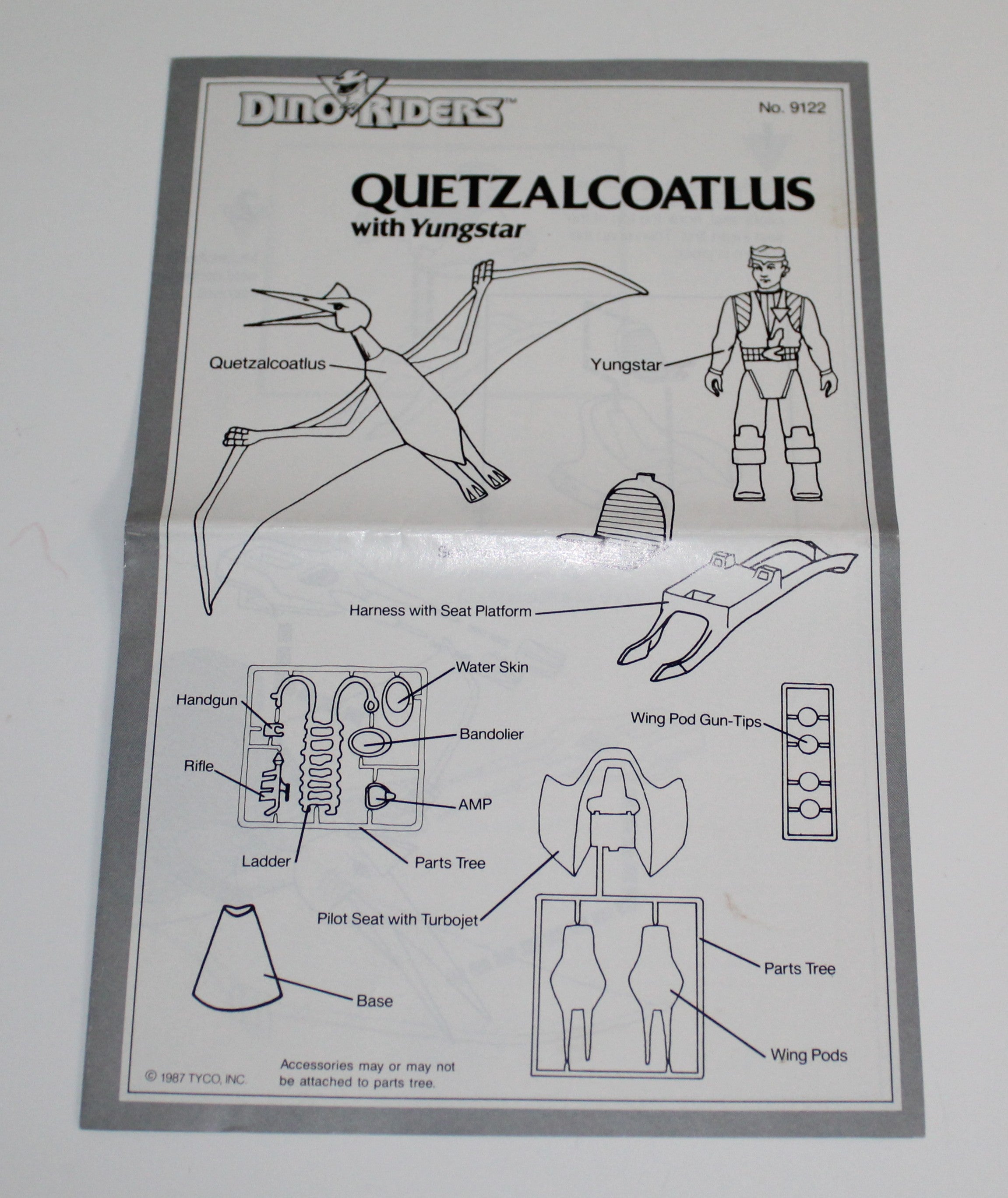 Dino Riders Quetzalcoatlus Instruction Sheet Tyco 1987