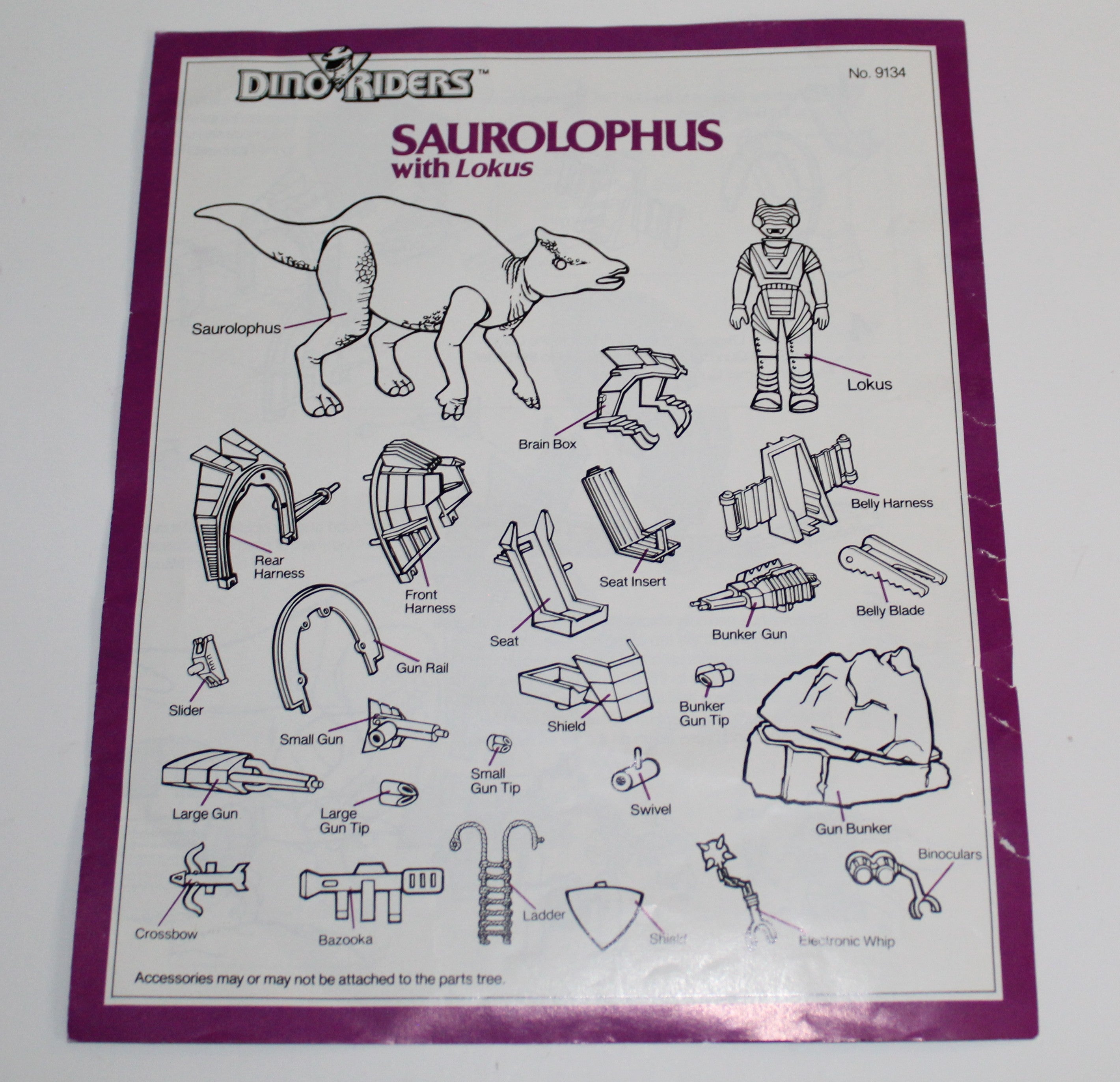 Dino Riders Saurolophus Instruction Sheet Tyco 1987