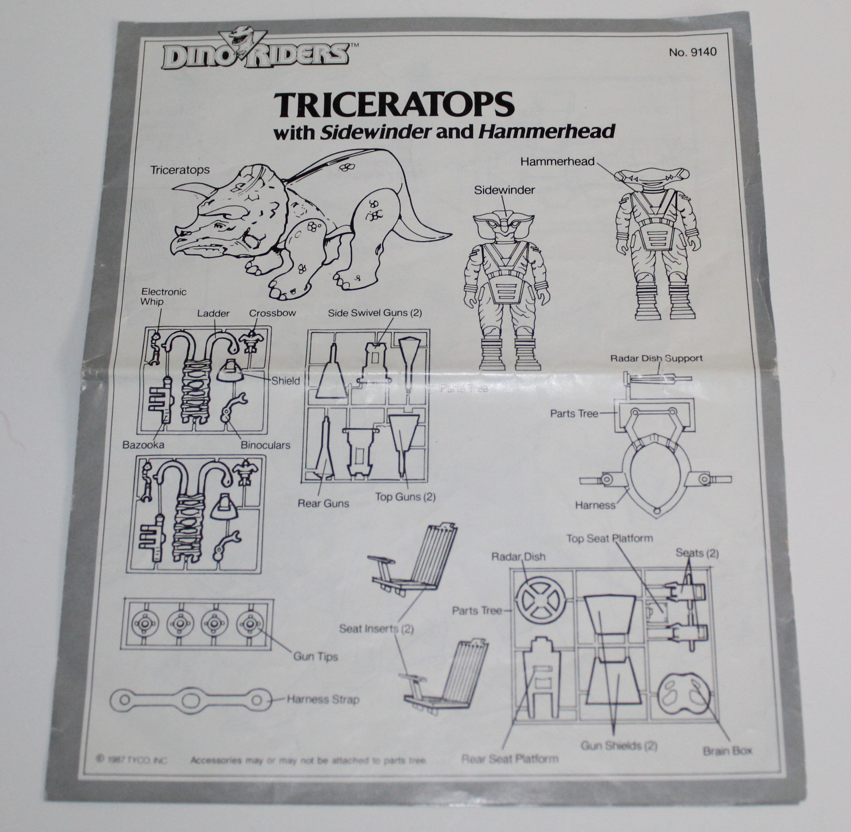 Dino Riders Triceratops Instruction Sheet Tyco 1987