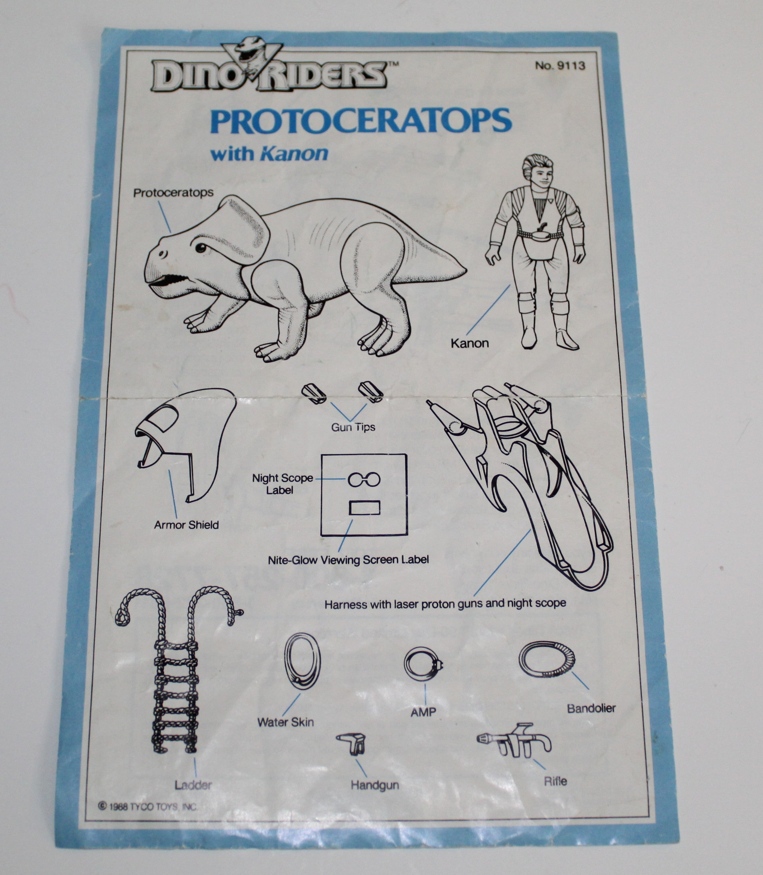 Dino Riders Protoceratops Instruction Sheet Tyco 1987