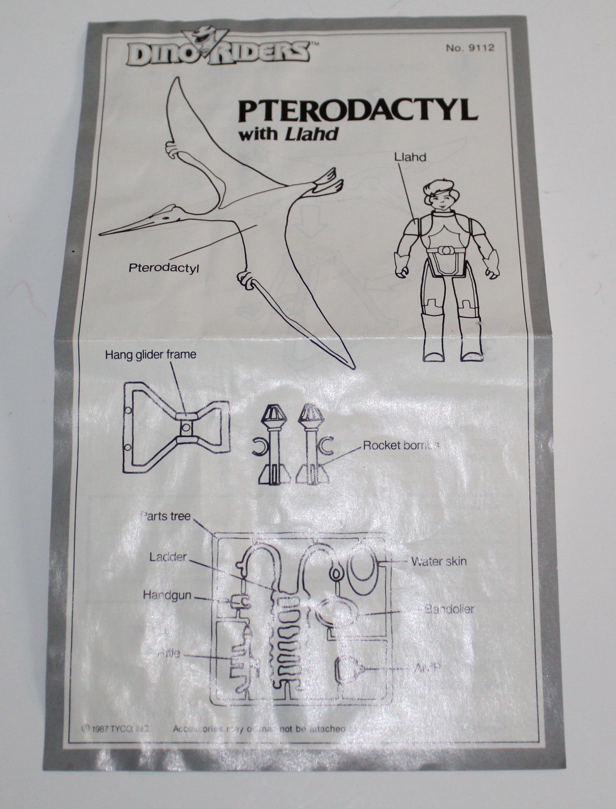 Dino Riders Pterodactyl Instruction Sheet Tyco 1987